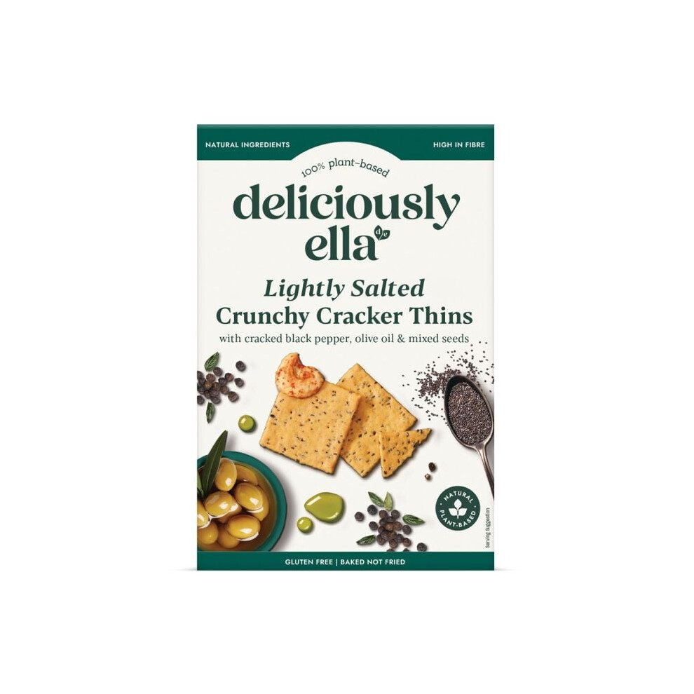 Deliciously Ella Lightly Salted Cracker Thins 100G Black