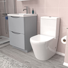 Nes Home Matte Grey 500mm Basin Vanity Unit and Rimless Close Coupled Toilet