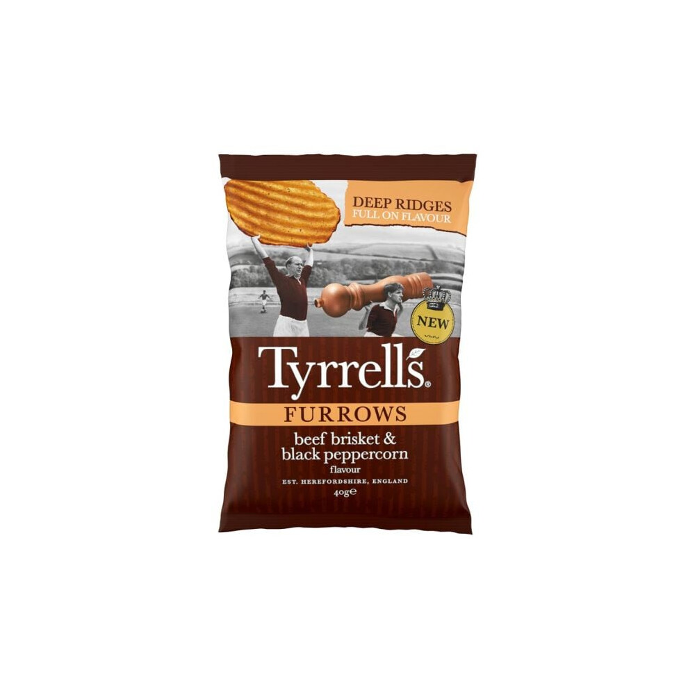 Tyrrells Furrows Beef Brisket & Peppercorn Flavour Potato Crisps 40G Black