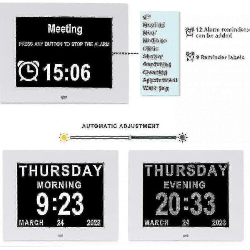 2024 Dementia Clock - Large Digital Calendar for Seniors 2