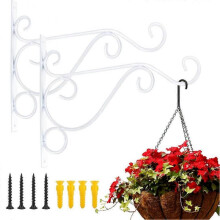 Pack of 2 White Iron Plant Hanging Hooks Wall Brackets for Planter Bird Feeder Lanterns Wind Chimes with Screws