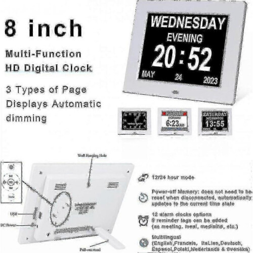 2024 Dementia Clock - Large Digital Calendar for Seniors 1