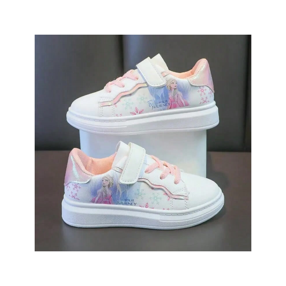 (Pink, 27(inner 16.6cm)) Disney Kids Girls Shoes 2024 New Children Sneakers Girls Elsa Frozen Princess Casual Sport Shoes Student Shoes Teen Shoes