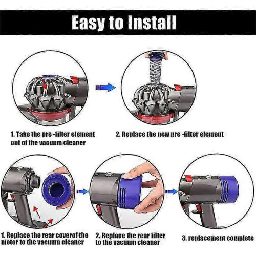 Rear Engine Cover + Filter + Pre-Filter Set Replacement for V7 V8 Vacuum Cleaner Vacuum Cleaner Acce 2