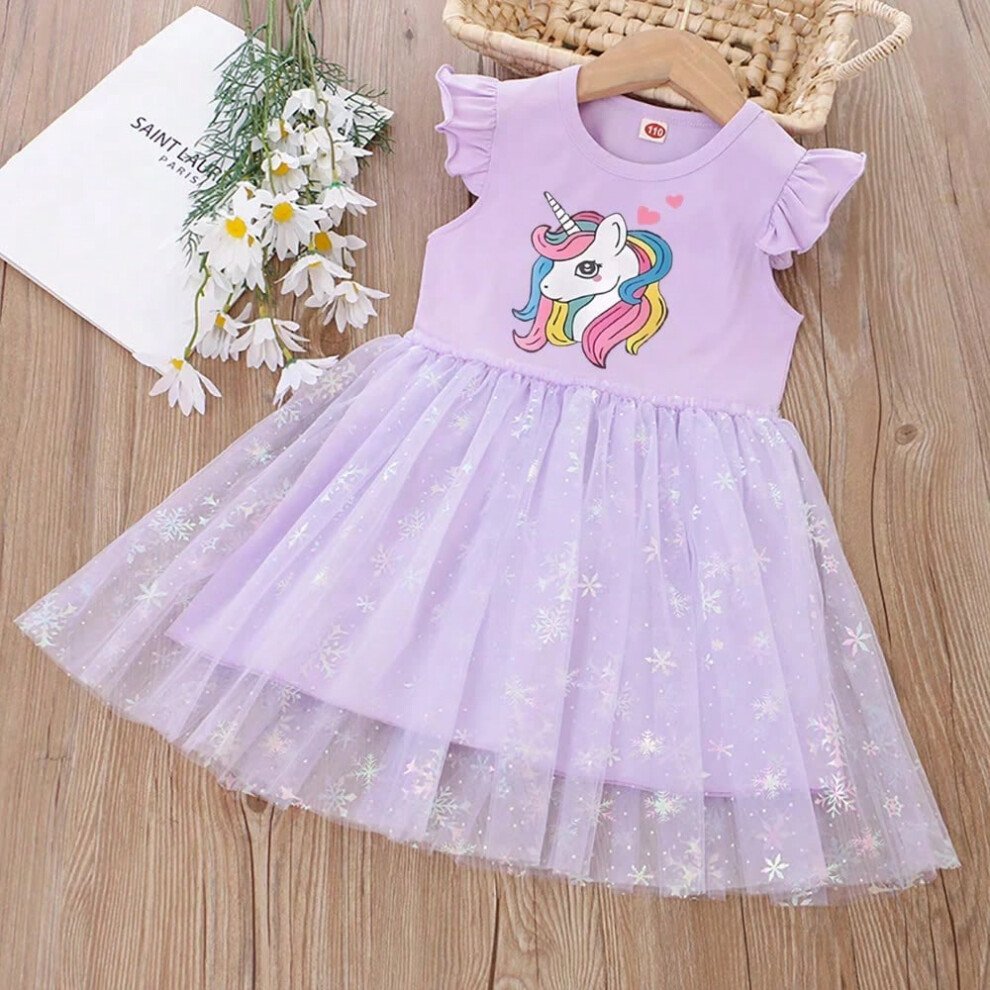 (Picture color-16, 100(2T-3T)) Girls Clothes Summer Princess Dresses Flying Sleeve Kids Dress Unicorn Party Baby Dresses for Children Clothing Fashion-image-OPC-PHP286R-NEW