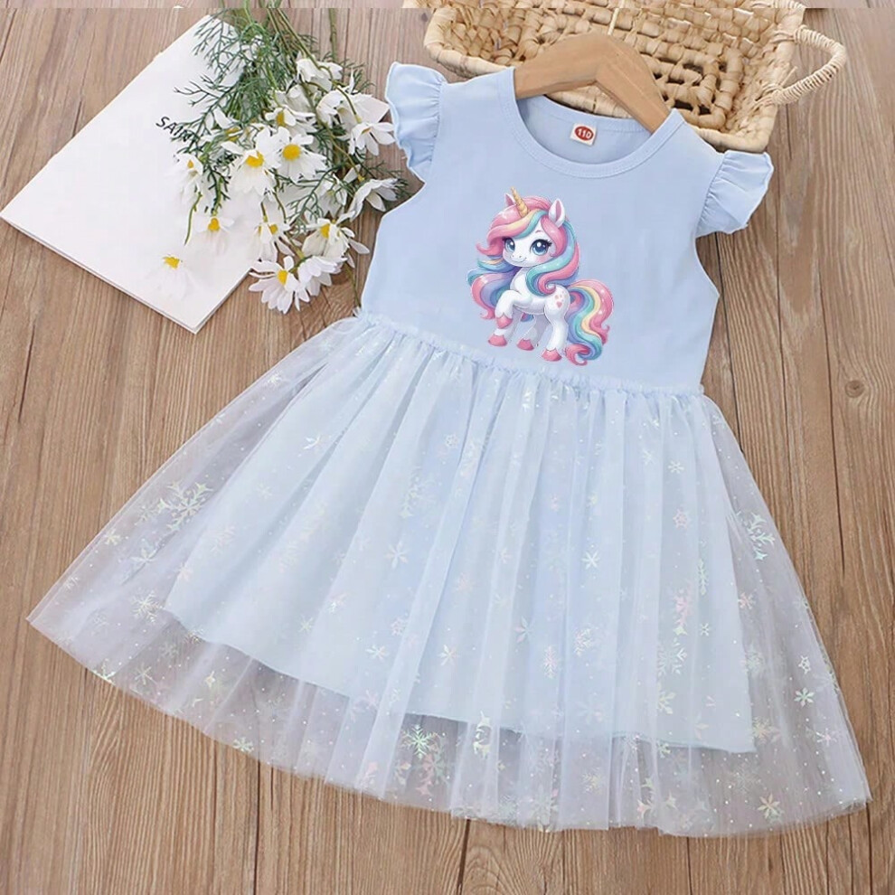 (Picture color-3, 140(7T-8T)) Girls Clothes Summer Princess Dresses Flying Sleeve Kids Dress Unicorn Party Baby Dresses for Children Clothing Fashion-image-OPC-PHP2875-NEW