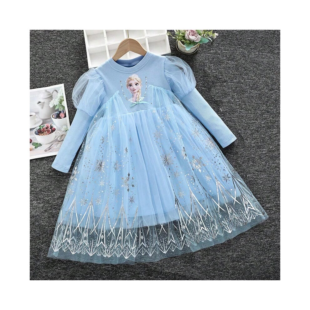 (Photo Color-14, 7T(140)) 2025 New Princess Dress Girls Dress Spring Autumn Kids Dress Long-sleeved For Children's Party Clothes Elsa Frozen Dress 2-9-image-OPC-PHP28GW-NEW