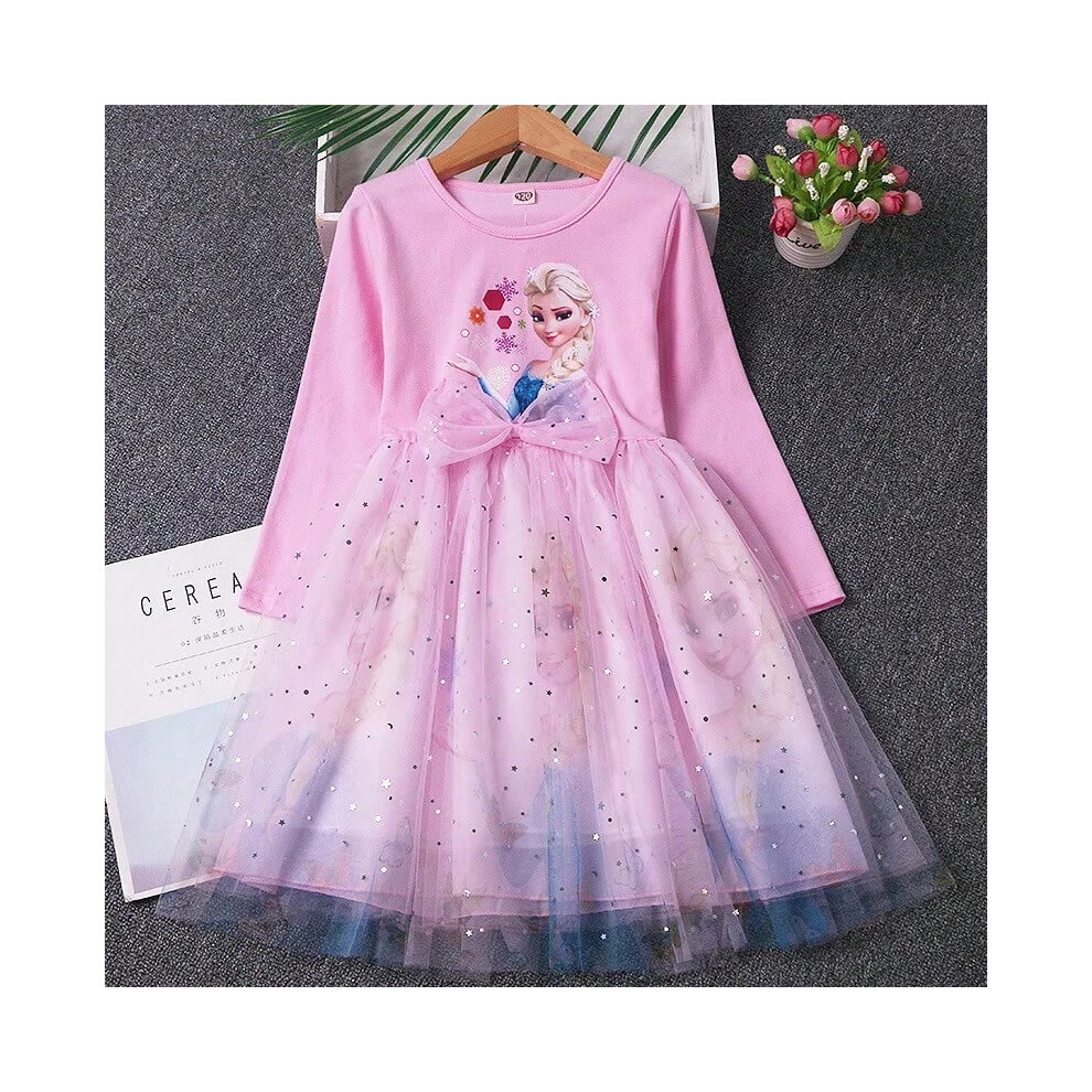 (Photo Color-10, 4T(110)) 2025 New Princess Dress Girls Dress Spring Autumn Kids Dress Long-sleeved For Children's Party Clothes Elsa Frozen Dress 2-9Y