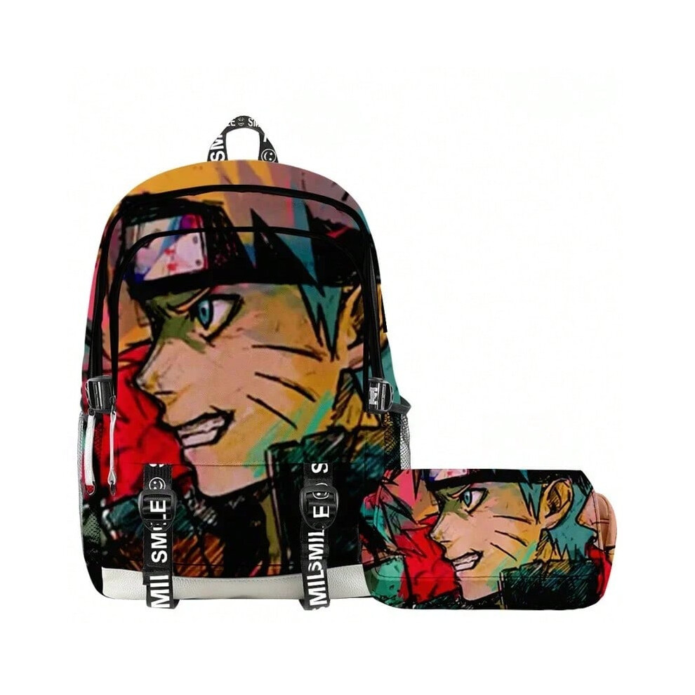 (2PCs set 21) 36 styles backpack pencil case Naruto anime children backpack boy girls double-deck backpack set teenager waterproof schoolbag