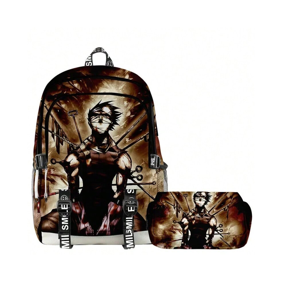 (2PCs set 30) 36 styles backpack pencil case Naruto anime children backpack boy girls double-deck backpack set teenager waterproof schoolbag-image-OPC-PHP295P-NEW