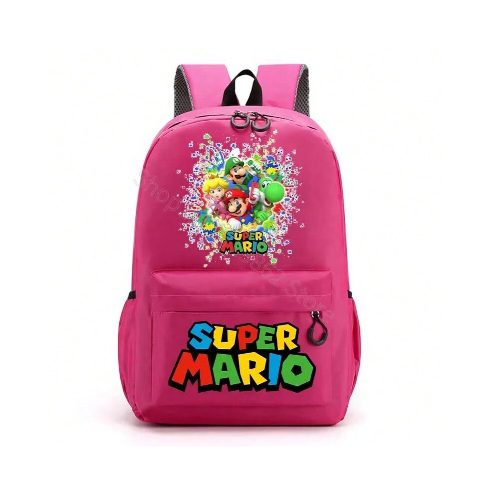 (MLA1399S-MLA214X-1, 30X13X45CM) Super Mario Bros Backpacks Women Men Princess Peach Luigi Bag Cartoon Game Character Graphic Print Kawaii Backpack School Bags