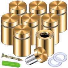 (As show, One size) 8 Pack Standoff Screws 3/4 X 6/5 Inch Gold Sign Standoffs Hanging Acrylic Frame Advertising Screws