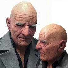 Bald Old Man Mask Halloween Bald White Eyebrow Old Man Mask Simulated Old Grandpa