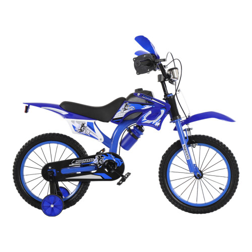 (Blue, 16 inch) Kids Moto Bike Bicycle Boys Girls MOTORCROSS