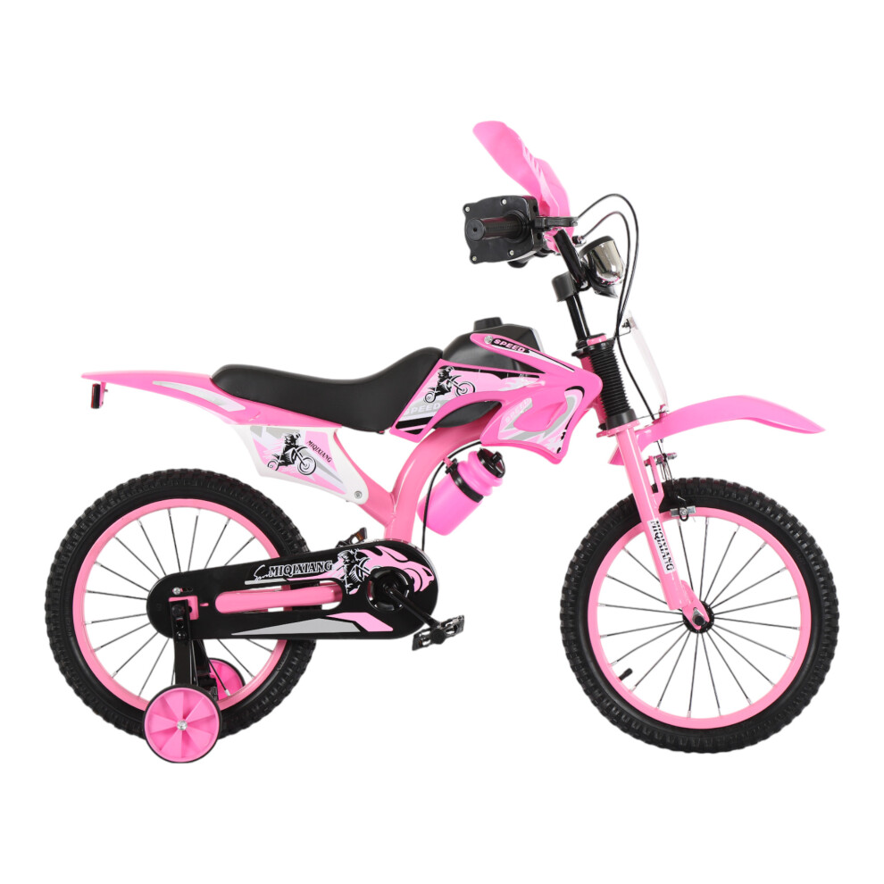 (Pink, 16 inch) Kids Moto Bike Bicycle Boys Girls MOTORCROSS