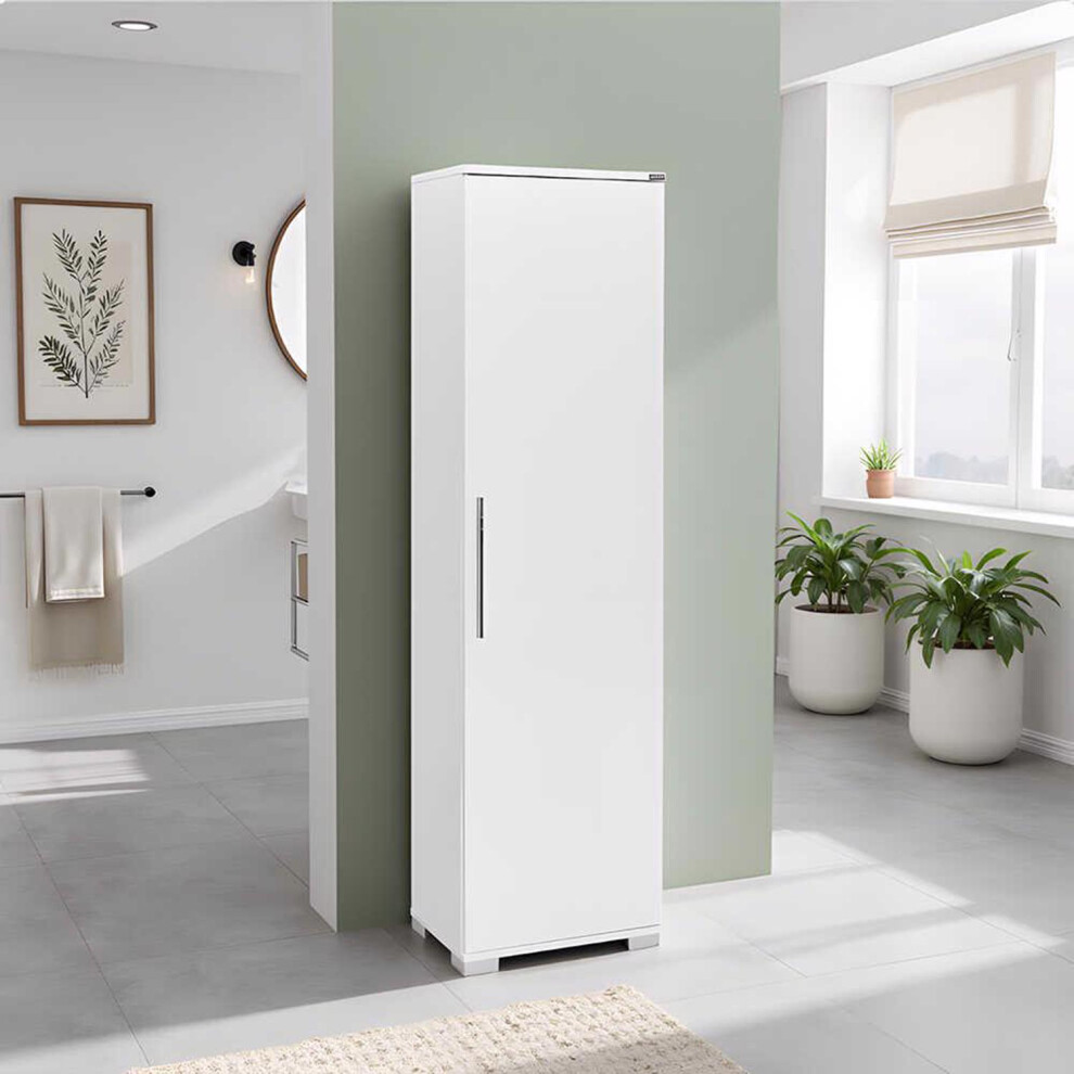 White Gloss 1 Door Storage Cabinet Metal Handle