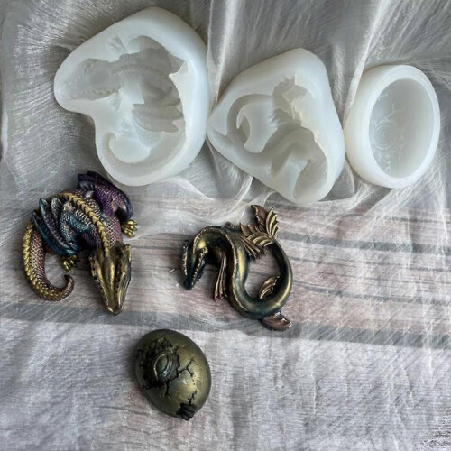 3 Pcs Easter Dinosaurs Epoxy Resin Mold Plaster Clay Soap Casting Silicone Mould 1
