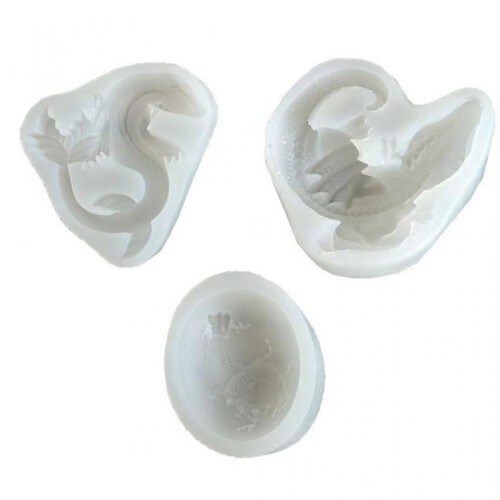 3 Pcs Easter Dinosaurs Epoxy Resin Mold Plaster Clay Soap Casting Silicone Mould