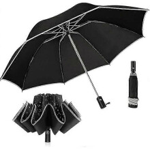 Compact Automatic Inverted Umbrella - Windproof Folding Umbrella with Reflective Strips - Teflon Fabric Sun And Rain Protection - Anti Humidity Car Dr