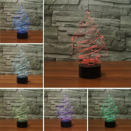 Christmas Tree Shape 3d Colorful Led Vision Table Lamp Usb And Battery Version 2