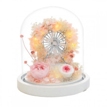 Handmade Eternal Flower Box Led Ferris Wheel with Glass Dome Gift Style 2