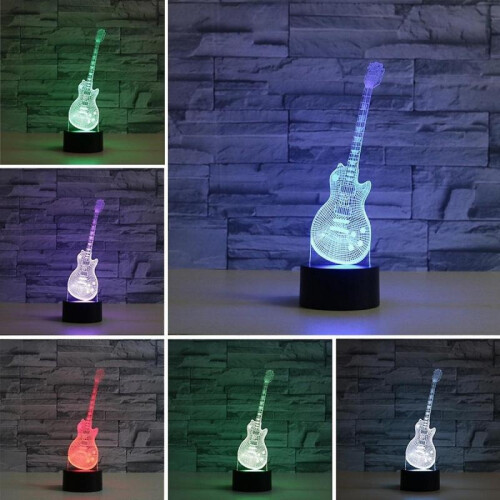 Colorful Guitar Shape 3d Led Vision Light Table Lamp 16 Color Remote Control Version 2