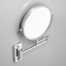 Stainless Steel Bathroom Mirror 2 Extended Arms Wall Mounted Facial Makeup Mirror Adjustable Mirror 8 Inch Magnification |(Silver)
