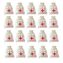 20pcs Wedding Favor Holder Bag Hangover Kit Bags for Guests Gift Red Cotton Linen Pouches Festival Event Party