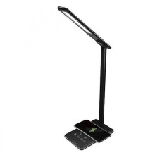 New Foldable Multifunctional LED Table Lamp 4 Colors Temperature Book Lamp Mobile Phone Wireless Smart Charging USB Output (Black)