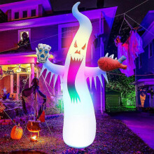 6.9 Ft Height Halloween Inflatable Outdoor Colorful Dimming Ghost, Blow Up Yard Decoration Clearance with Led Lights Built-in for Holiday/party/yard/g