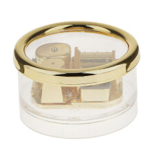 Round Clear Acrylic Clock Music Clearance Melody Box Danube Blue