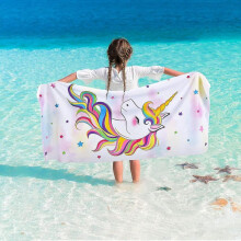 Unicorn Beach Towel - 70 X 150cm Pink Polyester Camping Towels for Girls Kids Unicorn Beach Towel Soft Beach Blanket Pool Travel Swimming Bath Shower