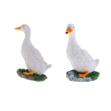 2pcs Garden Gift Farmhouse Resin Ornament Pond Water White Duck