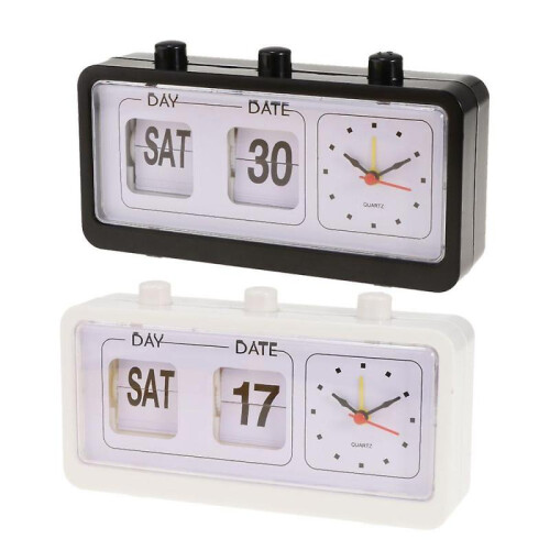 Fashion Retro Flip Clock Digtal Flip Day Date Display Time Clock White 2
