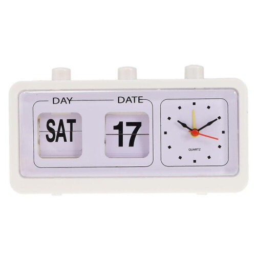 Fashion Retro Flip Clock Digtal Flip Day Date Display Time Clock White