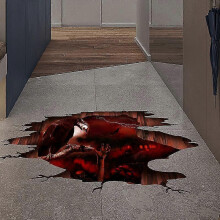 1 Pcs 3d Halloween Floor Wall Decals, Scary Skull Halloween Wall Stickers, Removable Halloween Wall Decor Scary Decorations for Bedroom, Halloween Win