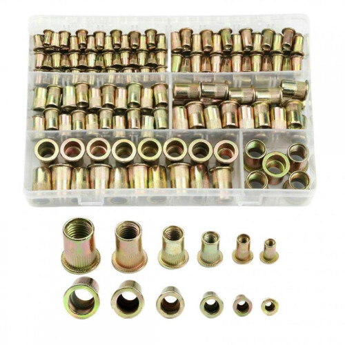 120pcs Flat Head Threaded Rivet Nut Insert Assortment Kit 1