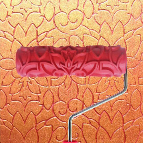 Inch Embossed Paint Roller with Plastic Handle for Flower Wall Decor