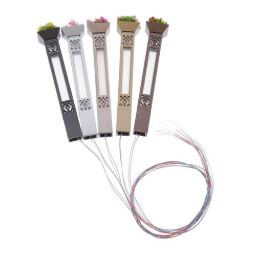 5pcs Mini Railway Model, Led Railroad Light Post, Ho Scale 1:100 7.3cm 2