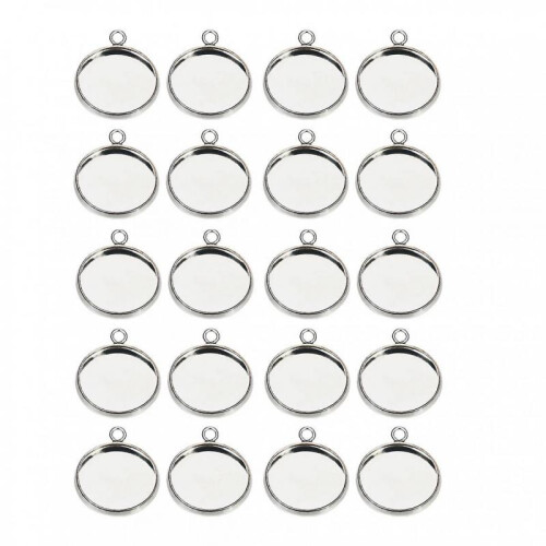 20 Pieces 12mm Silver Cabochon Holder Pendant Trays 1