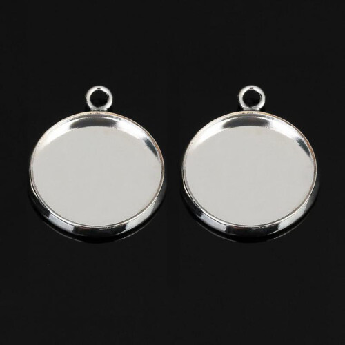 20 Pieces 12mm Silver Cabochon Holder Pendant Trays 2