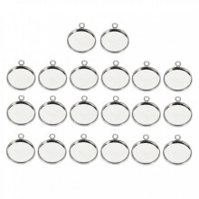 20 Pieces 12mm Silver Cabochon Holder Pendant Trays