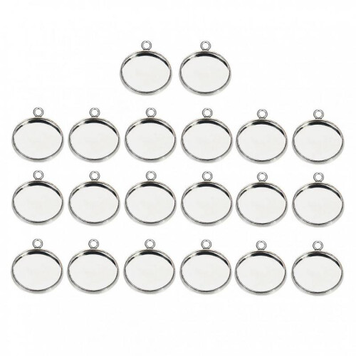 20 Pieces 12mm Silver Cabochon Holder Pendant Trays