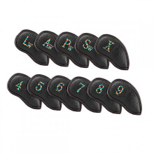 Golf 11 Pieces/set Waterproof Pu Leather Black Iron Club Head Covers Cap Set for All Irons Golfer Gifts Putters Protector