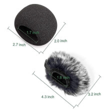 (As show, One size) 2pcs Microphone Windscreen, Furry Windscreen Muff Wind Cover + Foam Microphone Windscreen Cover For Zoom H1 H1n Mic