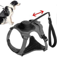 (Black, XL) 2 In 1 No Pull Dog Harness Retractable Dog Leash, Reflective Service Dog Harness, Adjustable Dog Vest With Control Handle