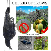 (As show, One size) Realistic Hanging Dead Crow Decoy Lifesize Extra Black Feathered Crow -n1445