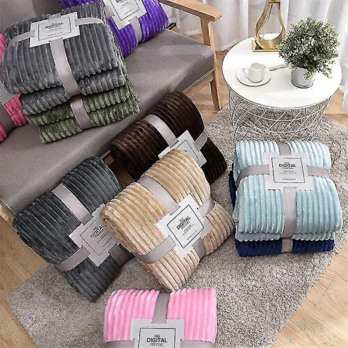 (100*150cm., Beige) Skin-friendly Soft Throw Blanket Polyester Air Conditioned Blanket for Sofa 1