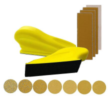 (As show, One size) 140pcs Mini Sander Kit,mini Detail Sander Paper Kit 3.5inch X 1inch Detail Handle Sanding Tools San