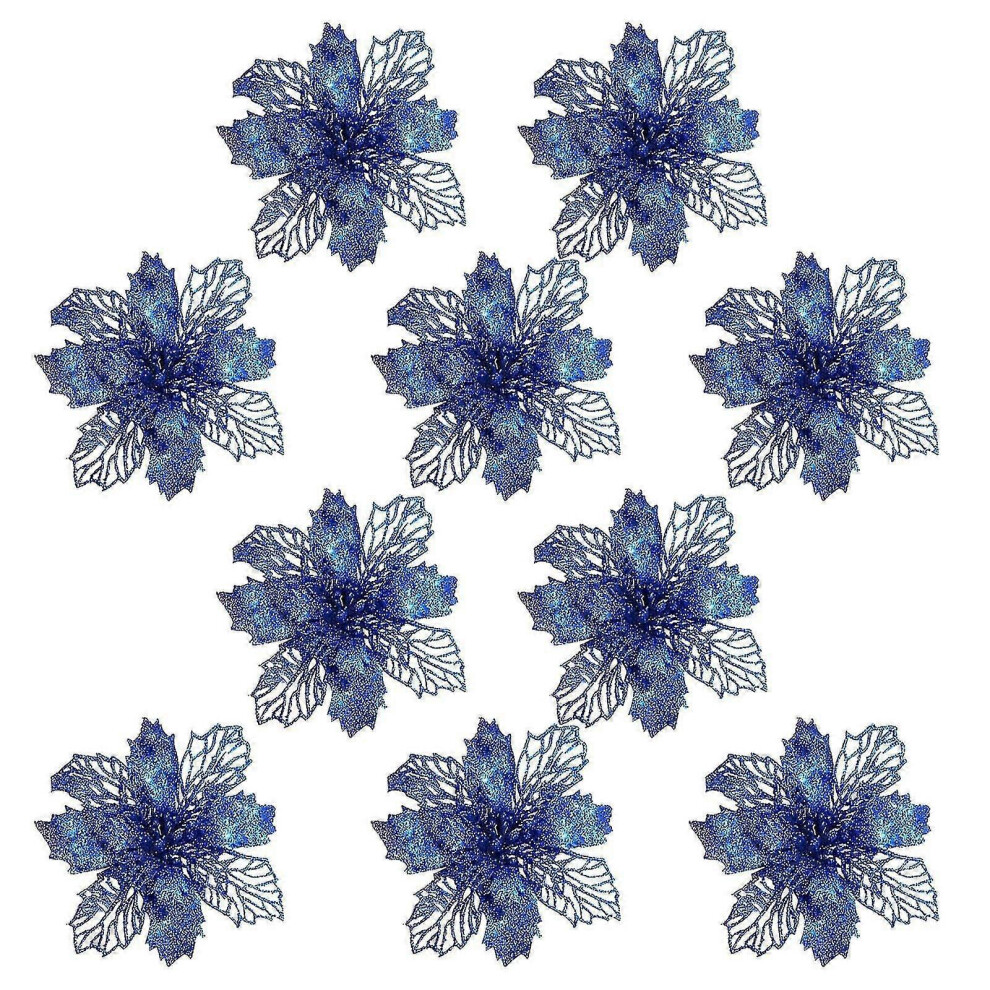 (Gold, One size) Christmas Tree Ornaments Christmas Simulation Flower Xmas Ornament 10pcs-image-OPC-PHP55BF-NEW